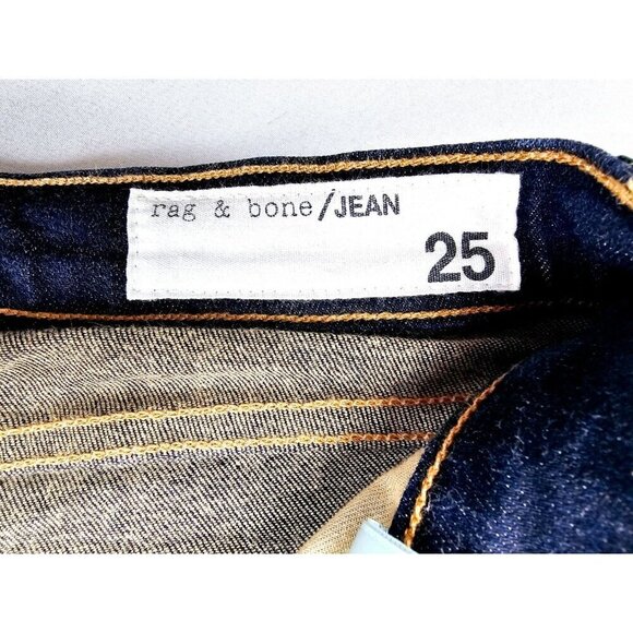 Rag & Bone Size 25X23 Womens Blue Capri Embroidered Pocket Logo Denim Jeans USA - Picture 6 of 13
